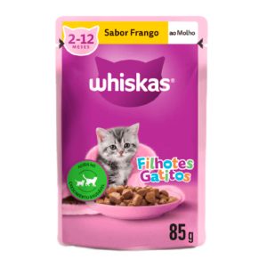 Ração Úmida Whiskas Sachê Gatos Filhotes Frango ao Molho 85g