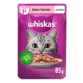 Ração Úmida Whiskas Sachê Gatos Adultos Salmão Ao Molho 85g