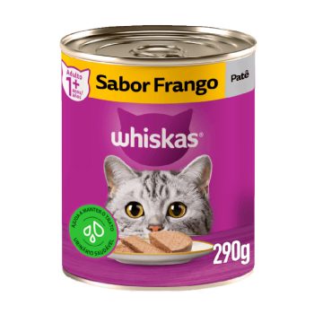 Ração Úmida Whiskas Lata Gatos Adultos Patê de Frango 290g