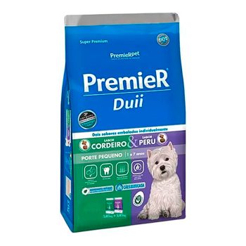 Ração Premier Duii Ambientes Internos para Cães Adultos de Raças Pequenas Sabor Cordeiro e Peru 10,1kg