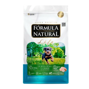 Ração Fórmula Natural Life Cães Filhotes Porte Médio e Grande Frango e Maçã 15kg