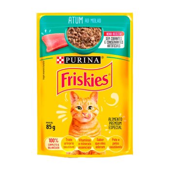 Ração Úmida Friskies Sachê Para Gatos Adultos Atum ao Molho 85g
