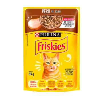 Ração Úmida Friskies Sachê Para Gatos Adultos Peru ao Molho 85g