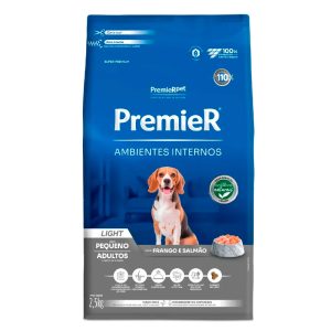 Ração Premier Ambientes Internos Light Cães Adultos Porte Pequeno Frango e Salmão 2,5kg
