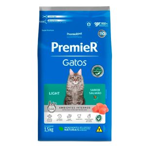 Ração Premier Ambientes Internos Light Gatos Adultos Salmão 1,5kg