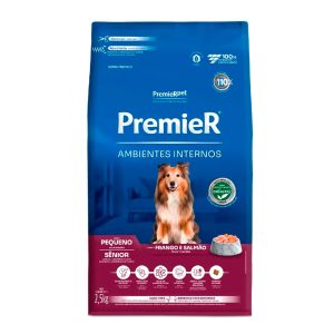 Ração Premier Ambientes Internos Cães Sênior Porte Pequeno Frango e Salmão 2,5kg