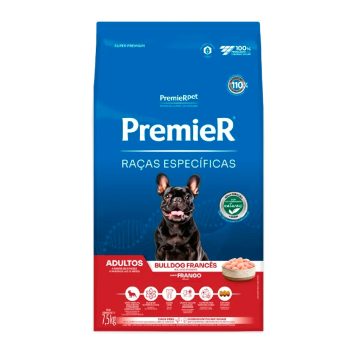Ração Premier Raças Específicas Para Cães Adultos Bulldog Francês Frango 7,5kg