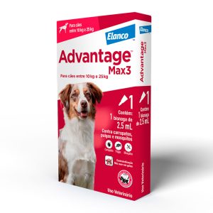 Antipulgas e Carrapatos Advantage Max3 Para Cães de 10 a 25kg Elanco 1 Pipeta