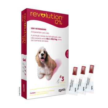 Antipulgas Revolution 12% Para Cães de 10,1 a 20kg - 3 Pipetas