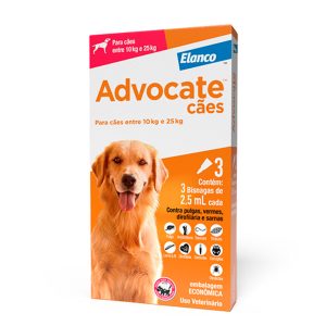 Antipulgas Advocate Para Cães De 10 A 25kg 2,5mL 3 Pipetas