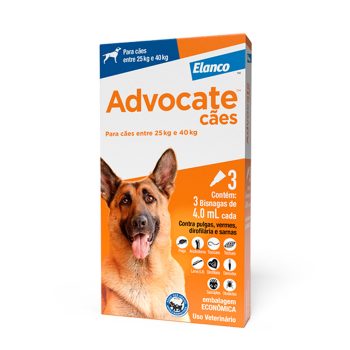 Antipulgas Advocate Para Cães De 25 A 40kg 4,0mL 3 Pipetas