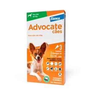 Antipulgas Advocate Para Cães Até 4kg 0,4mL 3 Pipetas