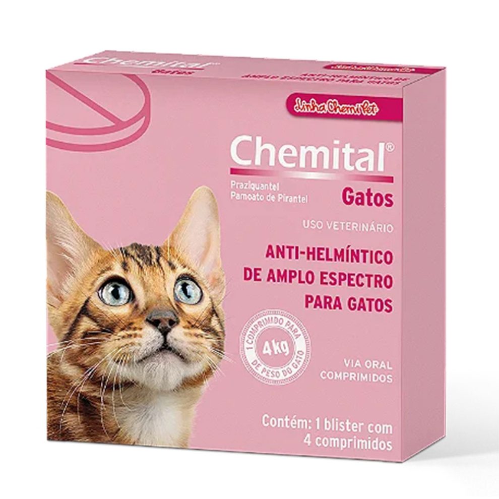 Verm fugo Chemital Para Gatos Chemitec 4 Comprimidos Popular Pet verm-fugo-chemital-para-gatos-chemitec-4-comprimidos-popular-pet