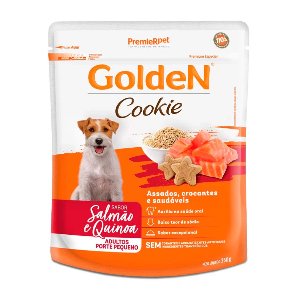 Biscoito Golden Cookie Para Cães Adultos Pequeno Porte - Salmão e Quinoa 350g