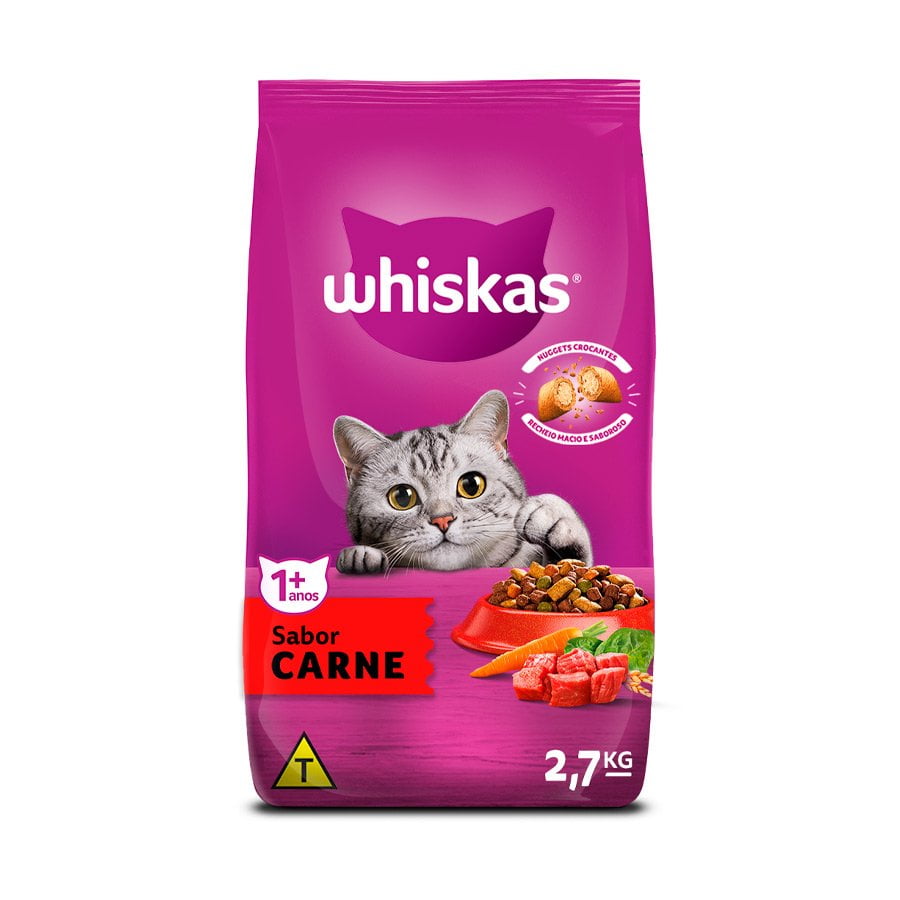 Ração Whiskas Para Gatos Adultos Sabor Carne - 2,7kg