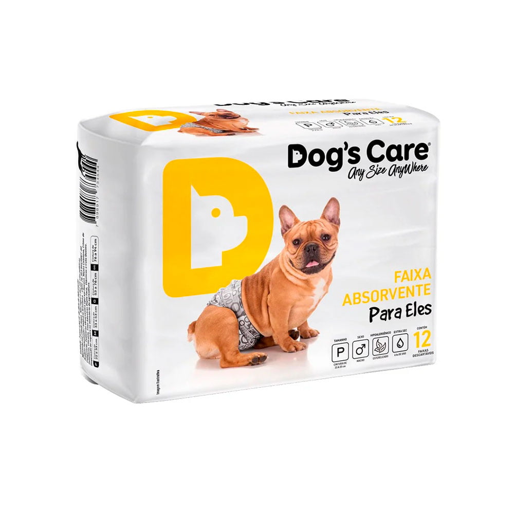 Fralda Higiênica Dogs Care Para Cães Macho - Tam P 12 Unidades