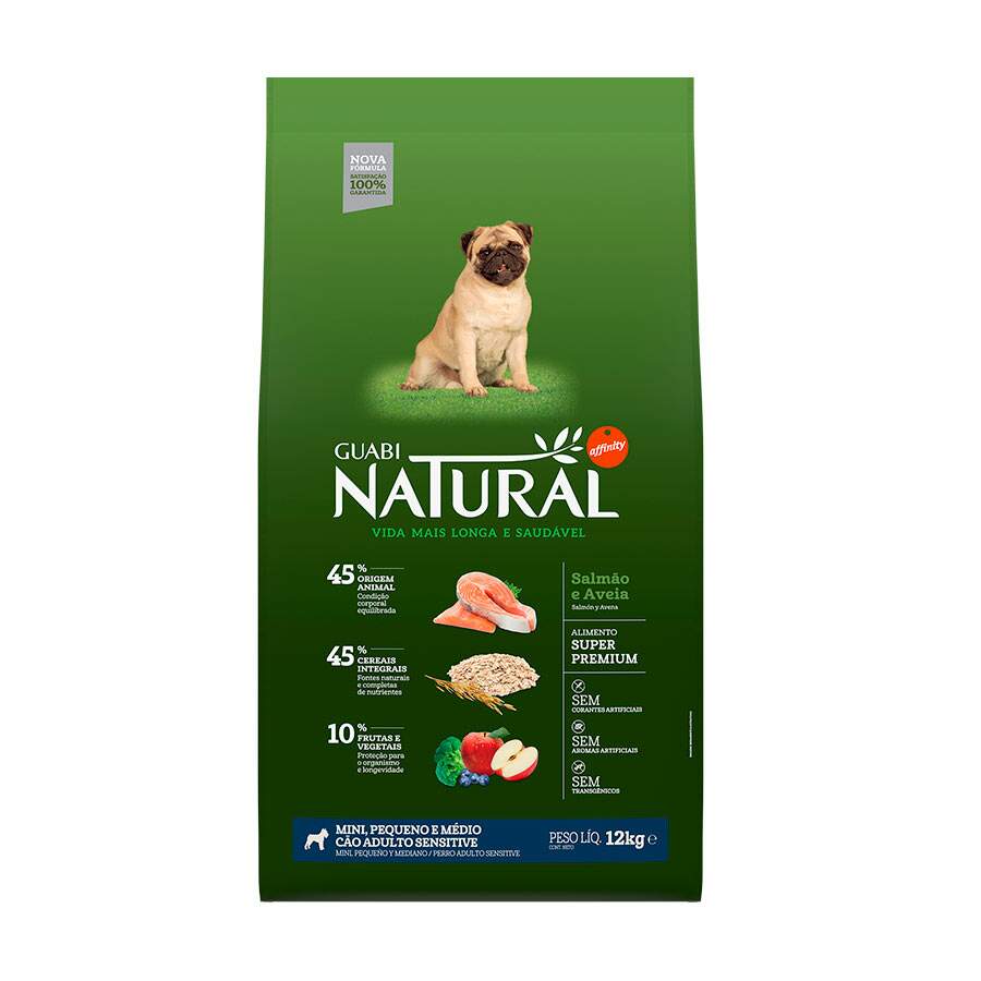 Ração Guabi Natural Sensível Para Cães Adultos De Porte Mini, Pequeno E Médio Sabor Salmão E Aveia - 2,5kg