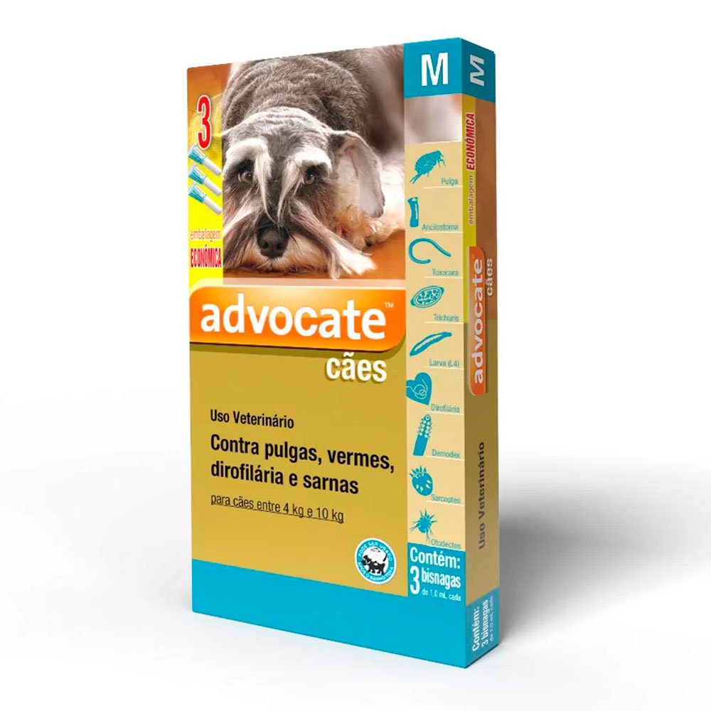 Antipulgas Advocate Para Cães De 4 A 10kg 1,0mL Combo - 3 Pipetas
