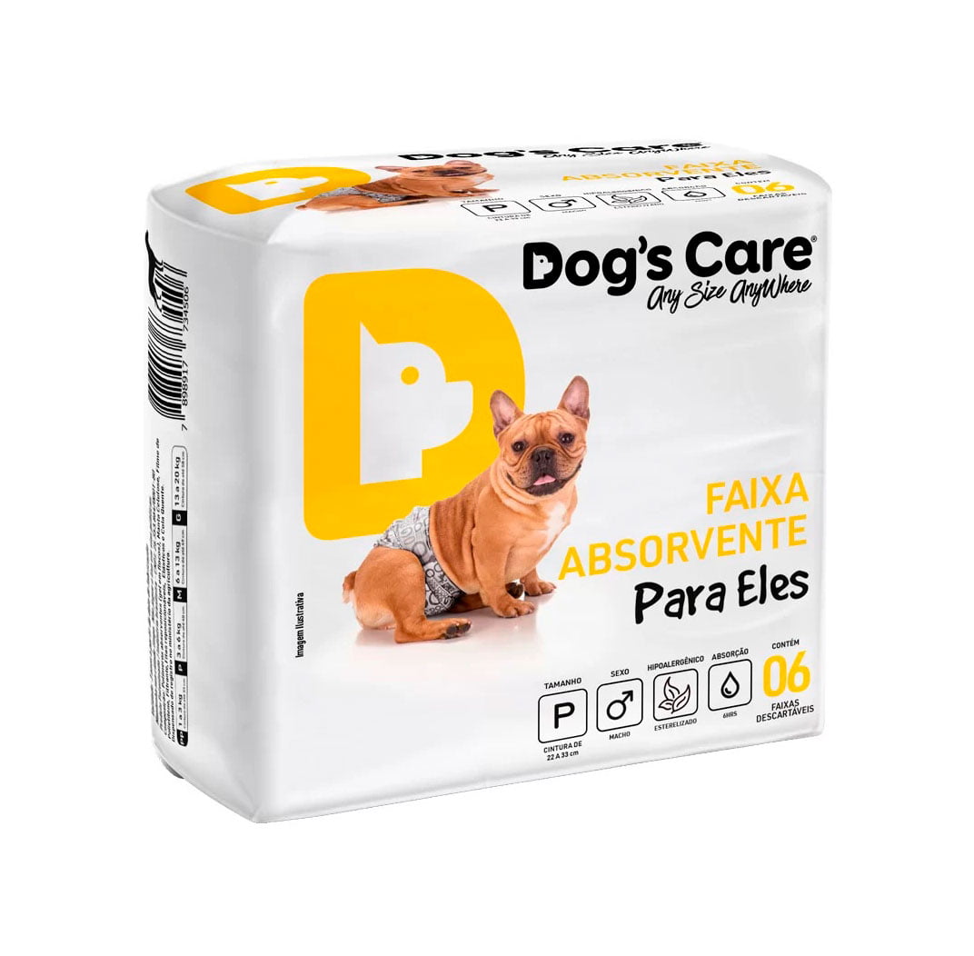 Fralda Higiênica Dogs Care Para Cães Macho - Tam P 6 Unidades