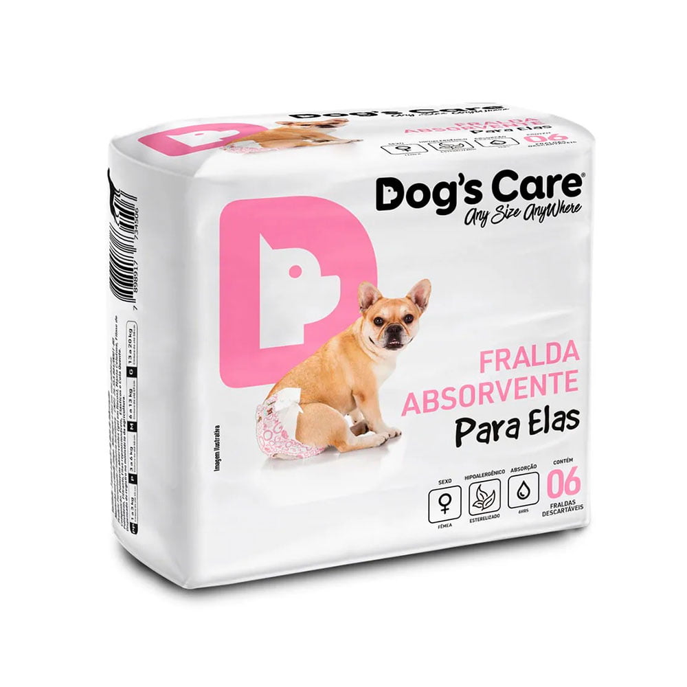 Fralda Higiênica Dogs Care Para Cães Fêmeas - Tam G 6 Unidades