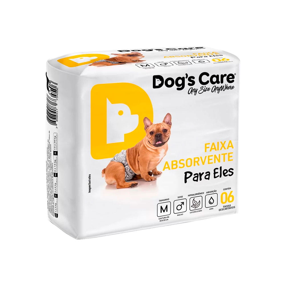 Fralda Higiênica Dogs Care Para Cães Macho - Tam M 6 Unidades