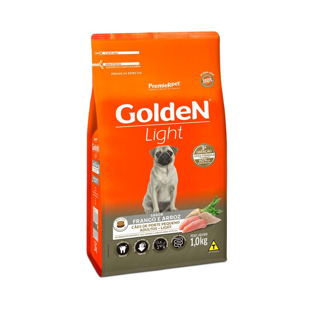 Ração Golden Fórmula Light Mini Bits Cães Adultos Porte Pequeno Frango e Arroz - 1kg