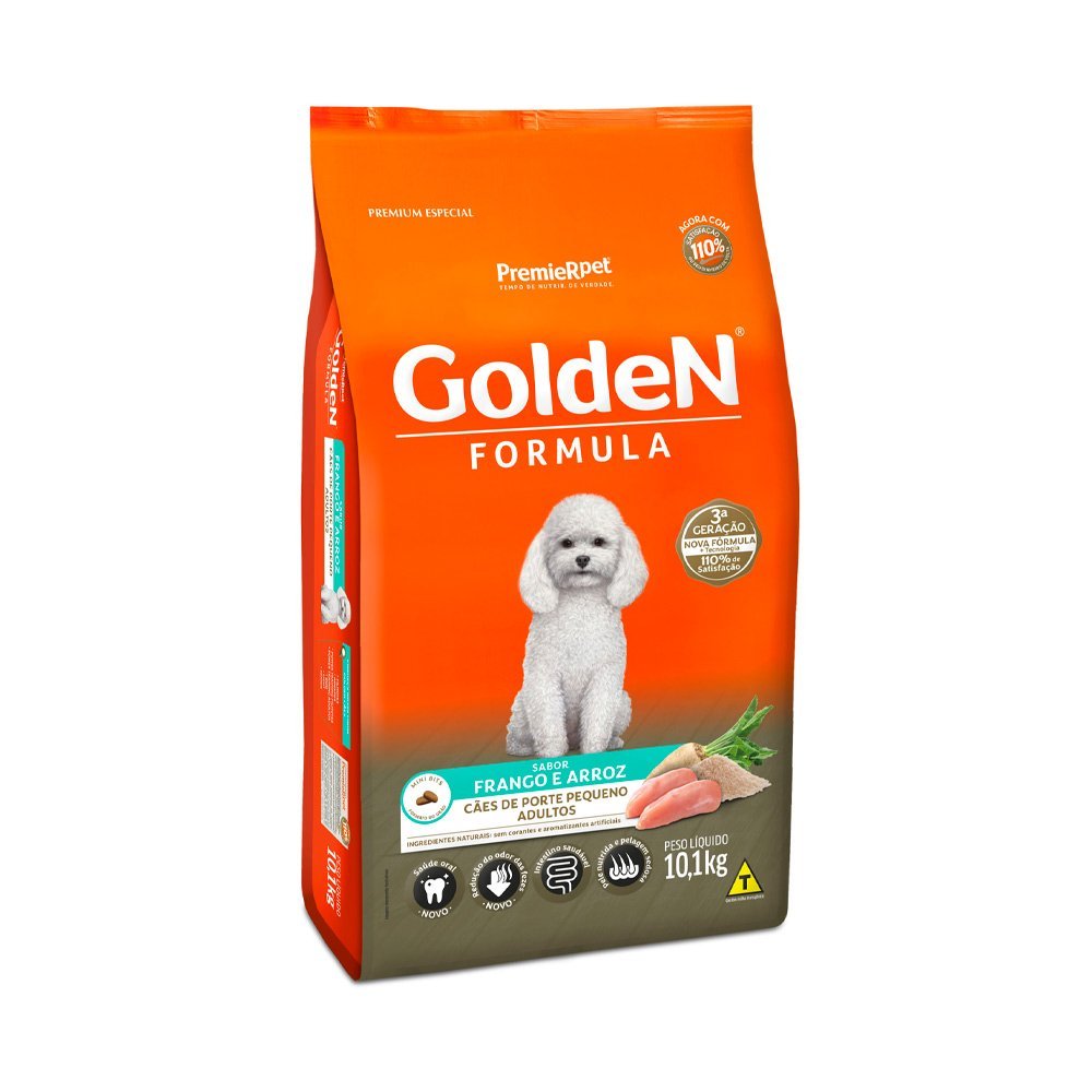 Ração Golden Fórmula Mini Bits Cães Adultos Porte Pequeno Frango e Arroz - 10,1kg