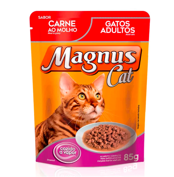 Ração Úmida Magnus Sachê Gatos Adultos - Carne 85g