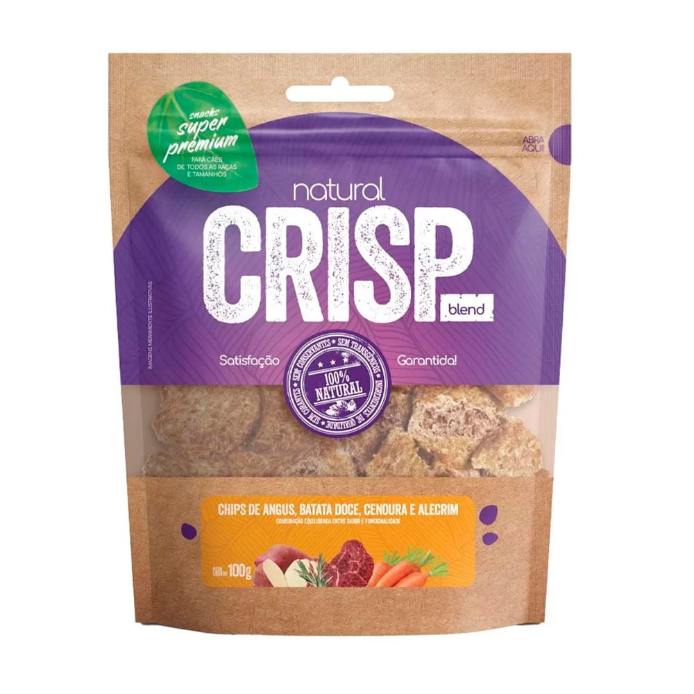 Petisco Snack Natural Crisp para Cães Chips - Angus, Batata Doce, Cenoura e Alecrim 100g