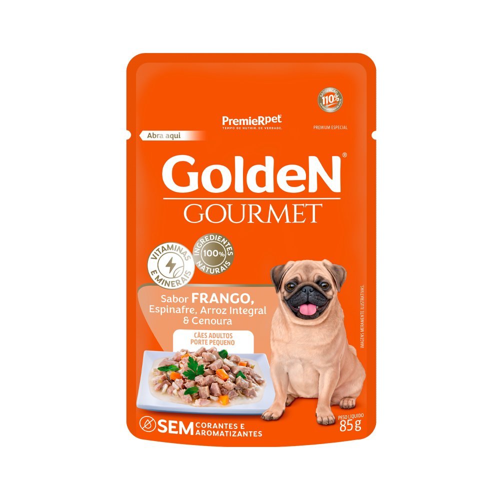 Ração Úmida Golden Gourmet Cães Adultos Pequeno Porte - Frango 85g