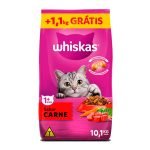 Ração Whiskas Para Gatos Adultos Sabor Carne - Leve 10,1kg Pague 9kg