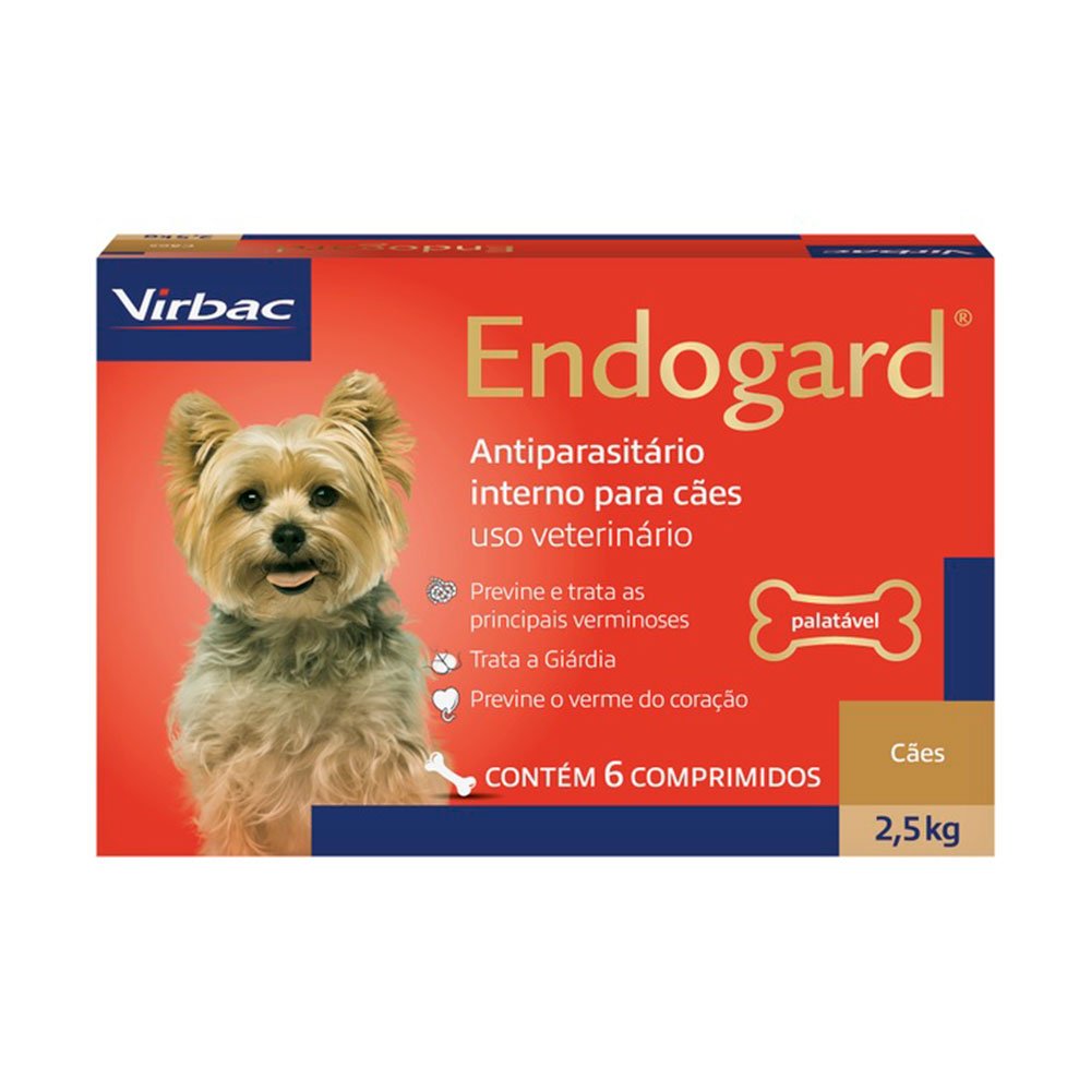 Vermífugo Endogard Para Cães até 2,5kg Virbac - 6 comprimidos