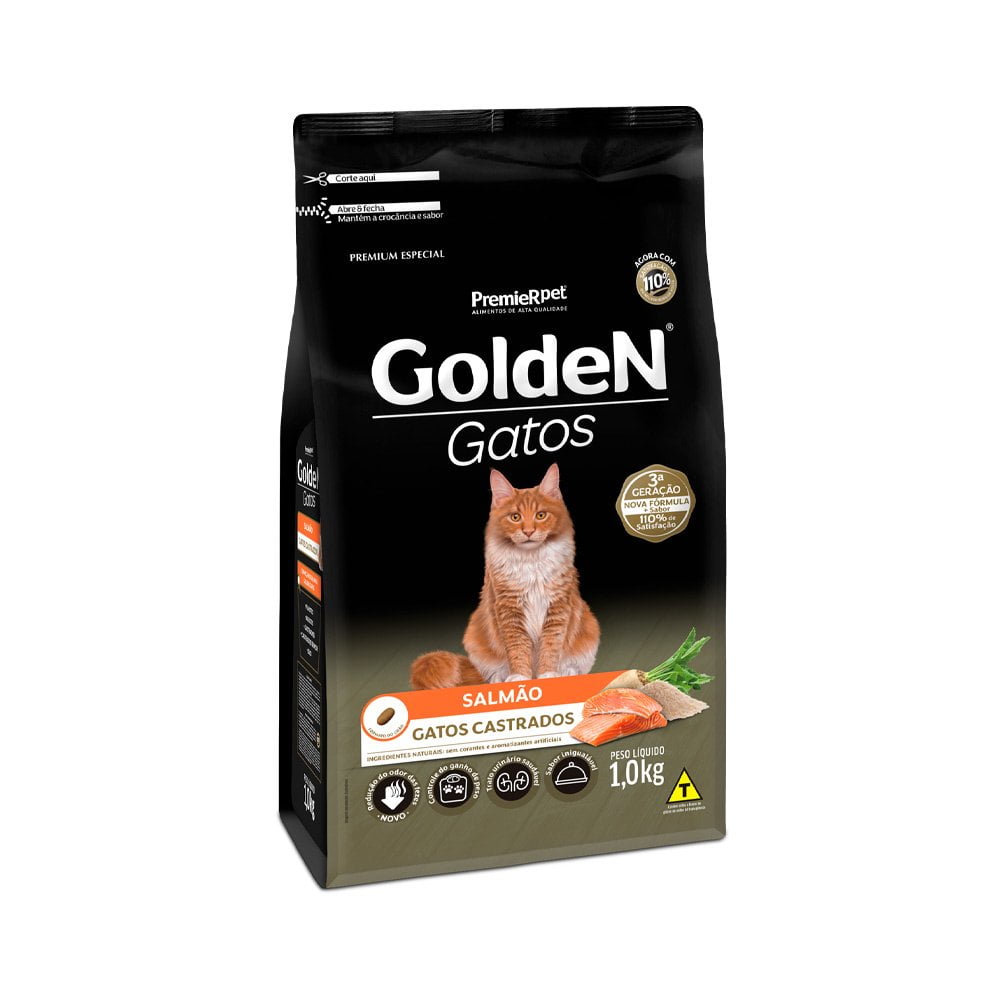 Ração Golden Gatos Adultos Castrados Salmão - 1kg
