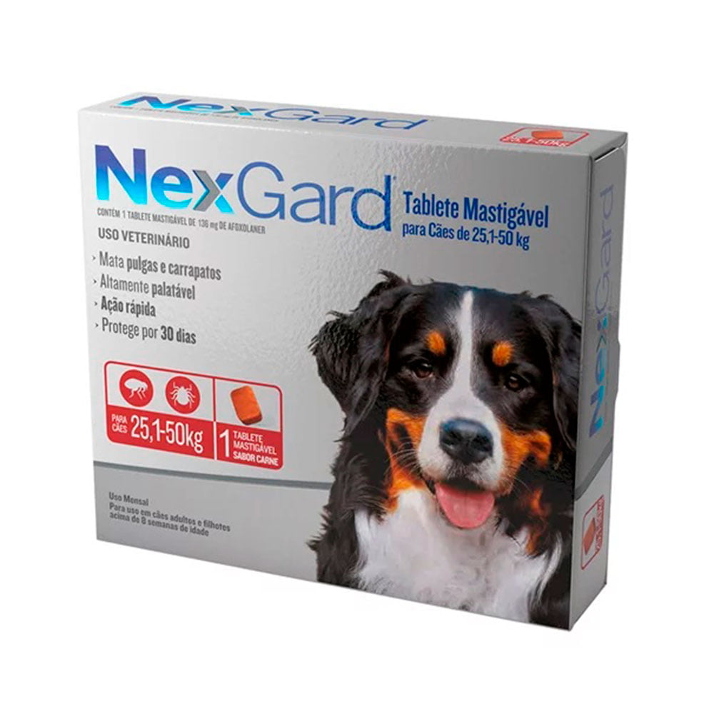 Nexgard Antipulgas e Carrapatos Para Cães 25,1 A 50kg - 1 Tablete