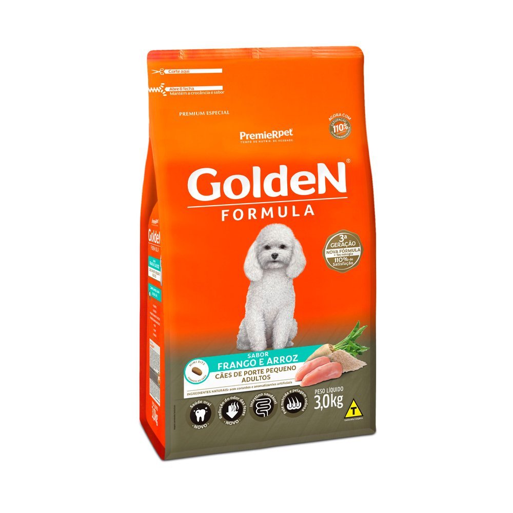 Ração Golden Fórmula Mini Bits Cães Adultos Porte Pequeno Frango e Arroz - 3kg