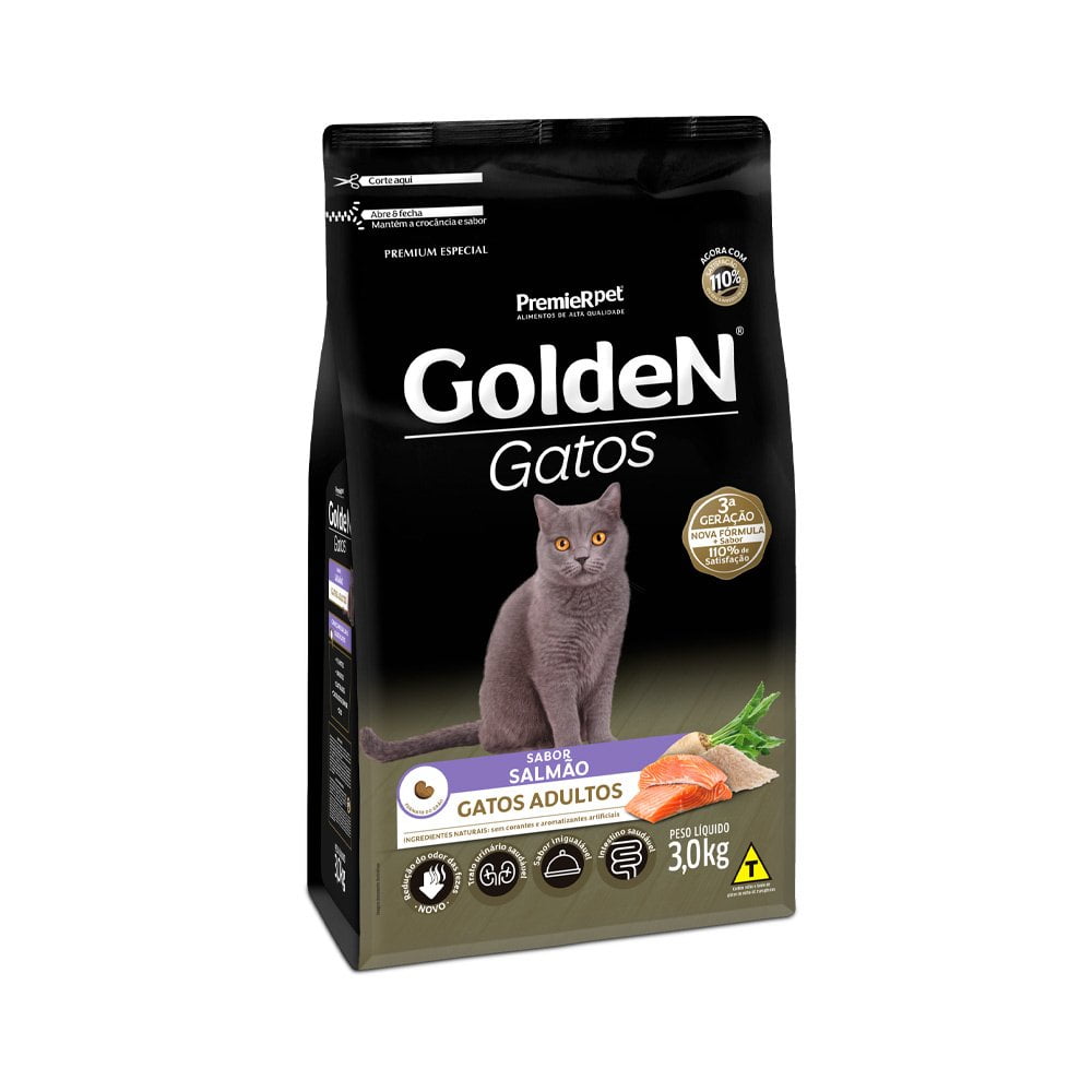 Ração Golden Gatos Adultos Salmão - 3kg