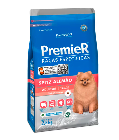 Ração Premier Raças Específicas Spitz Alemão Cães Adultos Frango - 2,5kg