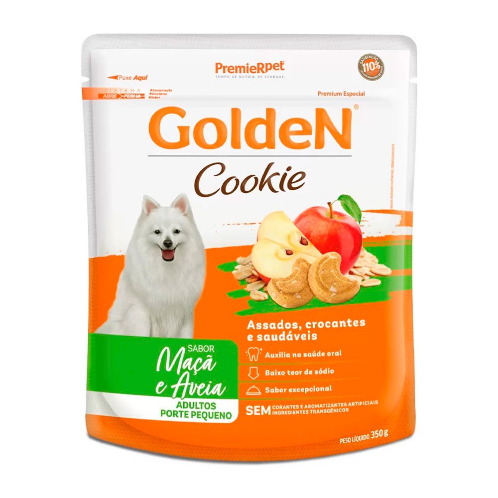 Biscoito Golden Cookie Para Cães Adultos Pequeno Porte - Maçã e Aveia 350g