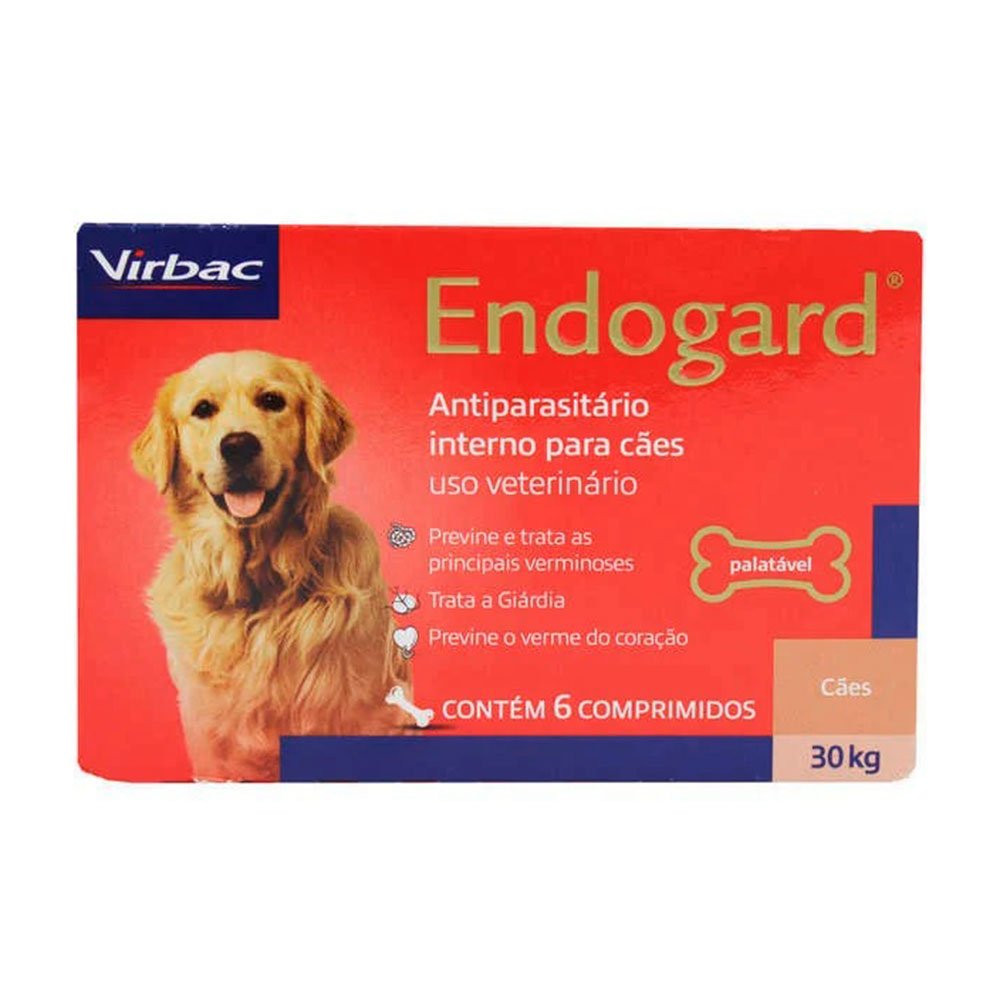Vermífugo Endogard Para Cães até 30kg Virbac - 6 comprimidos