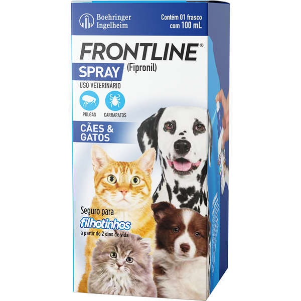 Frontline Antipulgas e Carrapatos Spray Para Cães e Gatos - 100mL