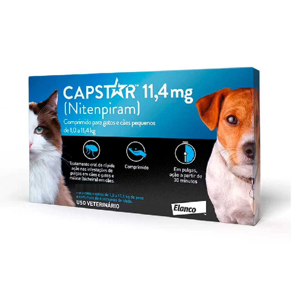 Antipulgas Capstar 11,4mg para Cães e Gatos de Até 11,4kg - 6 Comprimidos