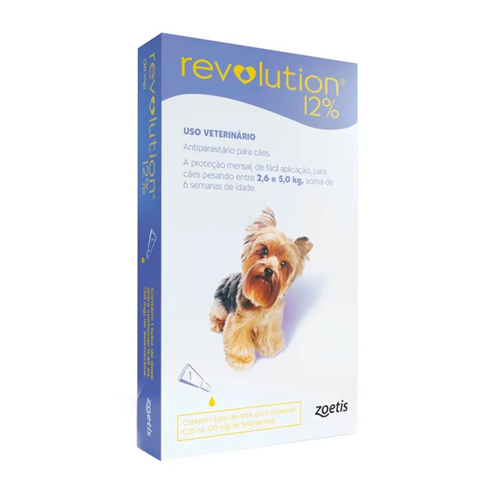 Antipulgas Revolution 12% Para Cães de 2,6 a 5kg - 1 Pipeta