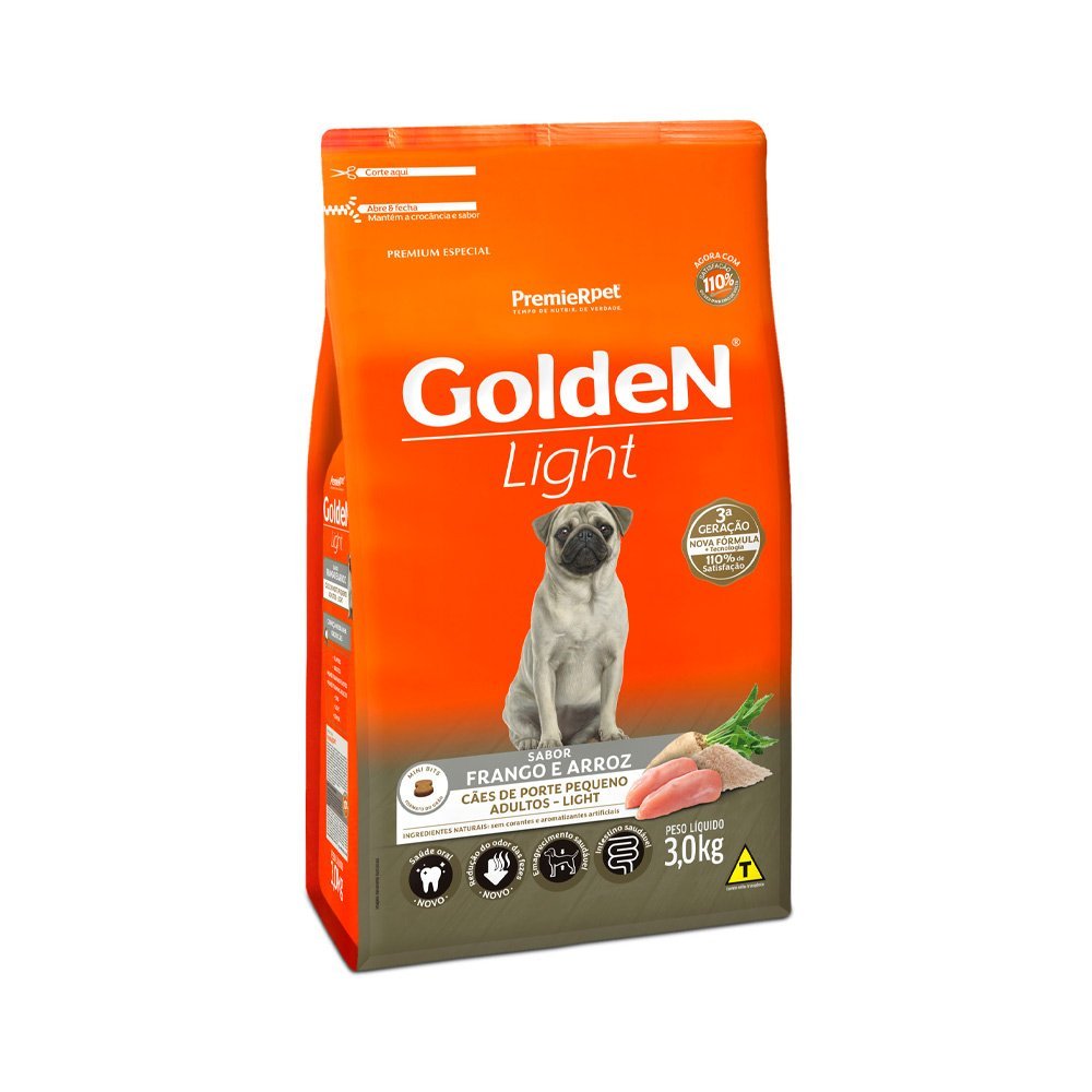 Ração Golden Fórmula Light Mini Bits Cães Adultos Porte Pequeno Frango e Arroz - 3kg