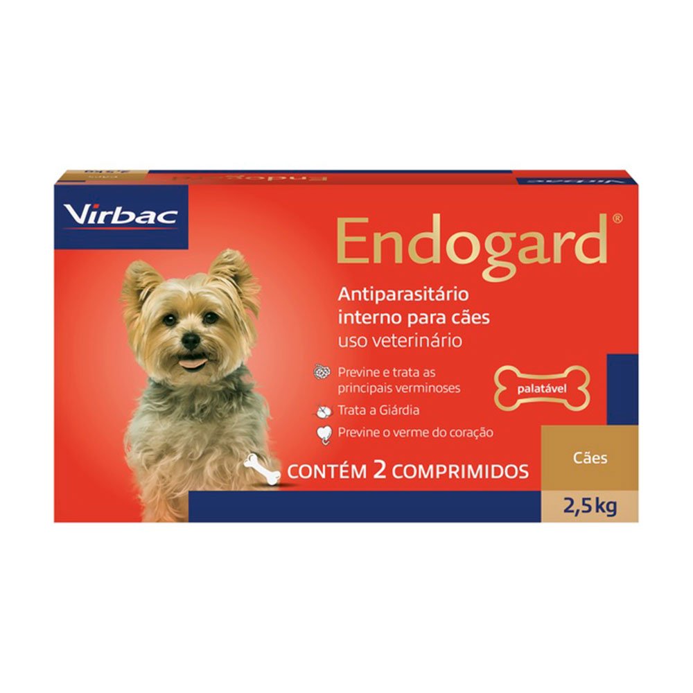 Vermífugo Endogard Para Cães até 2,5kg Virbac - 2 comprimidos