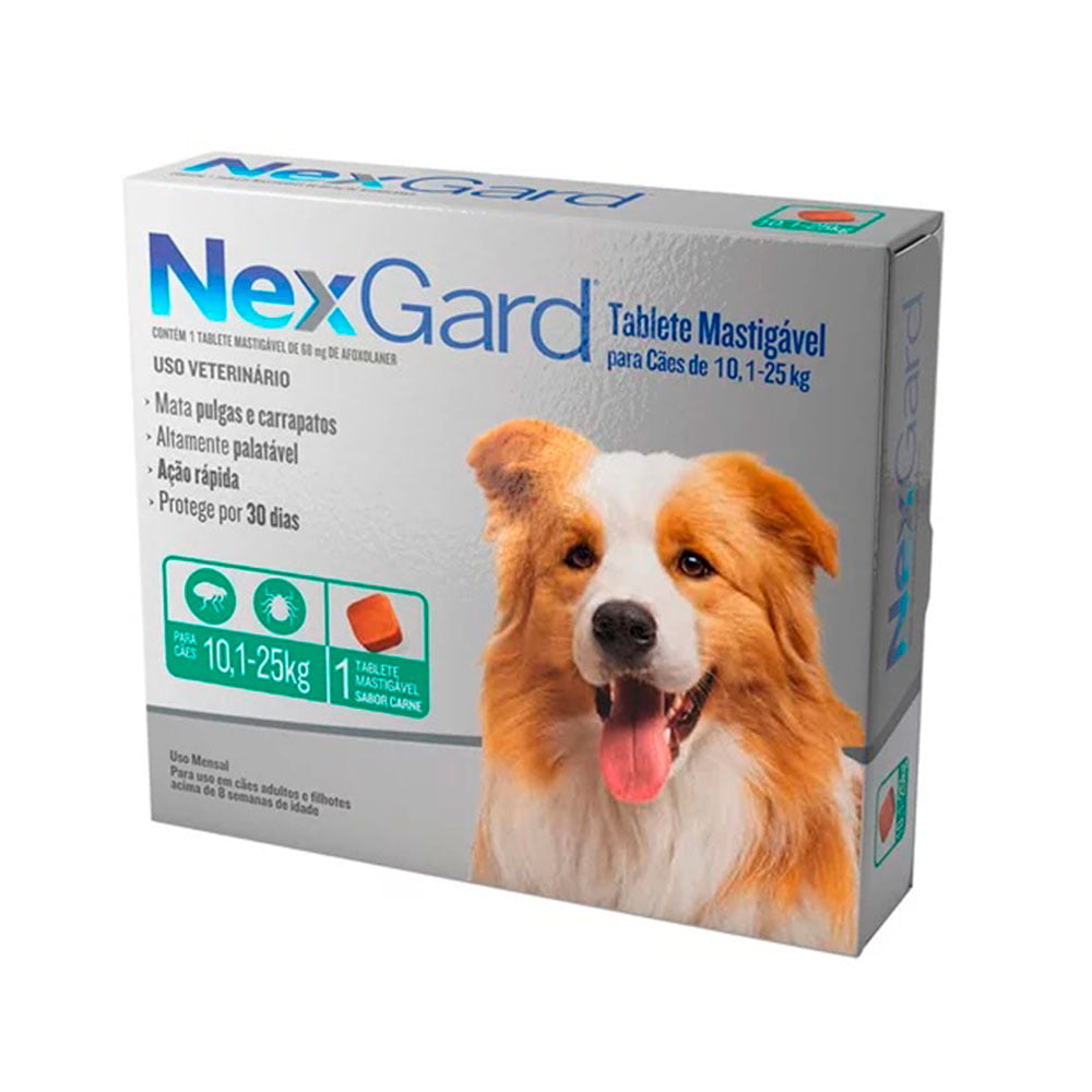 Nexgard Antipulgas e Carrapatos Para Cães 10,1 A 25kg - 1 Tablete