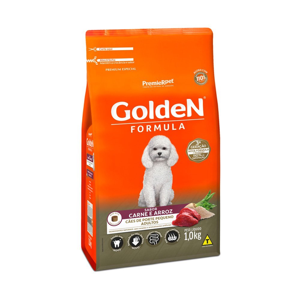 Ração Golden Formula Mini Bits Cães Adultos Raças Pequenas Carne e Arroz - 1kg