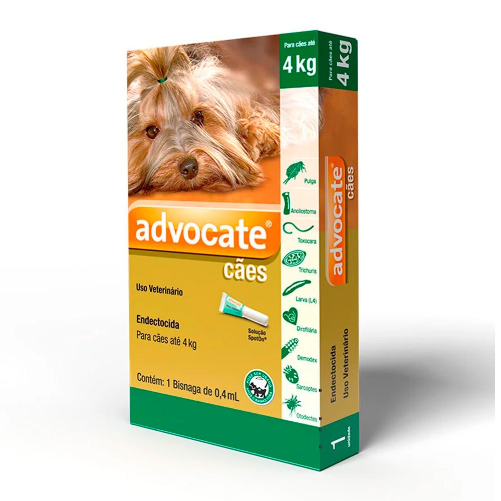 Antipulgas Advocate Para Cães Até 4kg 0,4mL - 1 Pipeta