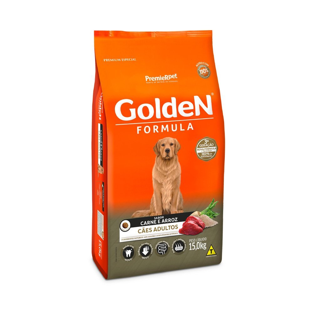 Ração Golden Fórmula Cães Adultos Carne e Arroz - 15kg
