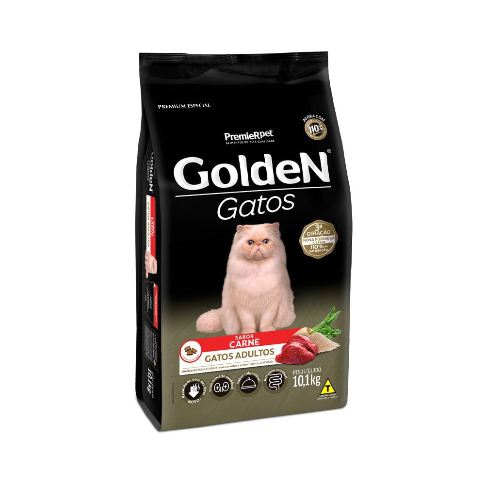 Ração Golden Gatos Adultos Carne - 10,1kg