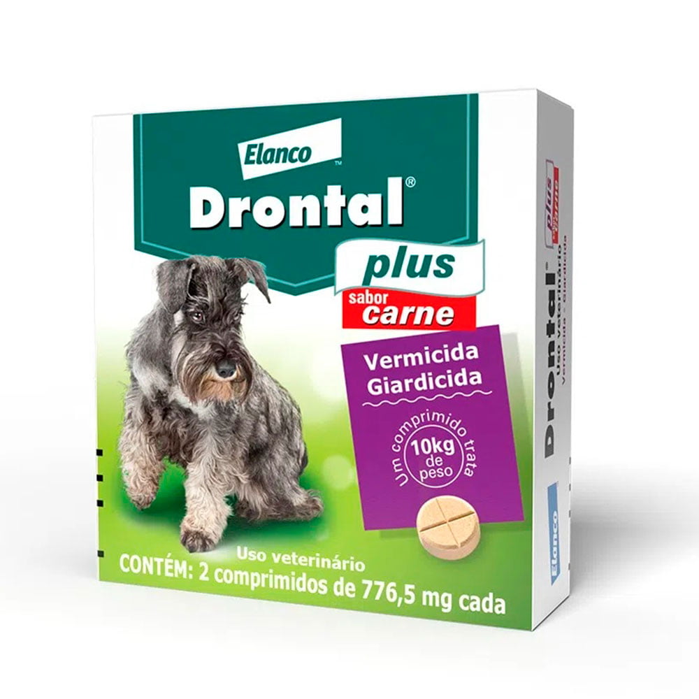 Vermífugo Drontal Plus Para Cães de até 10Kg Sabor Carne - 2 Comprimidos